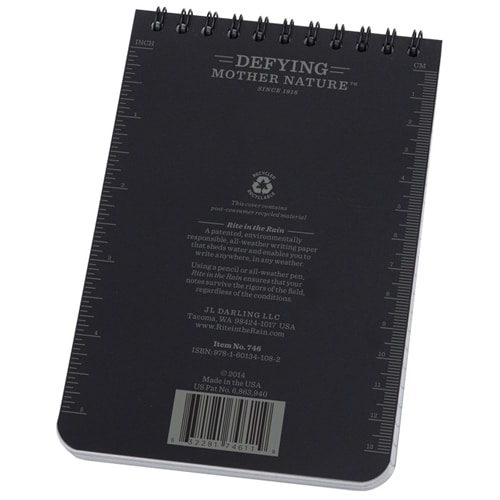 Rite In The Rain Notebook 4" x 6" 12 pk - Black
