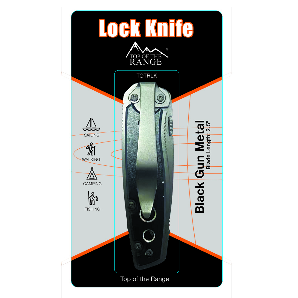 Top of the Range Black Gun Metal Lock Knife (2.5")
